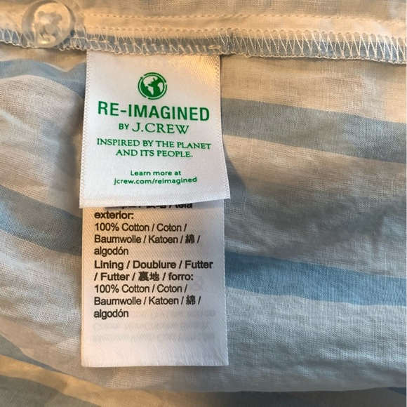 J Crew Womens 2X XXL Blue White Wrap Top Blouse Stripe Ruffle Tie Cotton - Picture 8 of 10